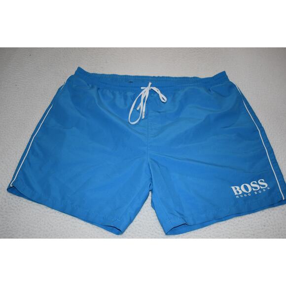 Boss Hugo Boss Swimming Trunks Shorts Mens Size XL Blue 6" Inseam W/ Pockets - Picture 1 of 8